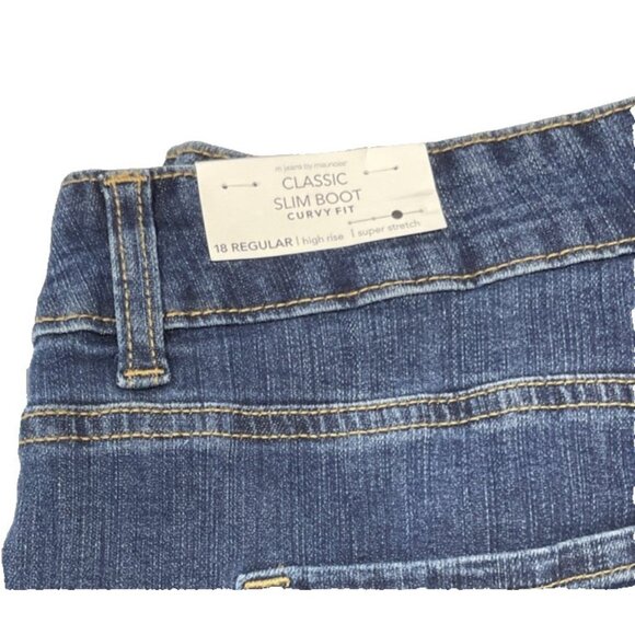 Maurices M Jeans Womens 18W Reg Classic Slim Boot Curvy High Rise Dark Wash New - Picture 4 of 7